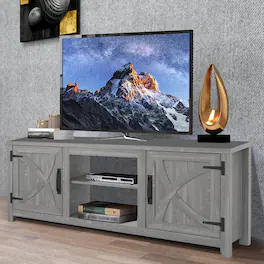 Ihomeadore - 58" Farmhouse TV Stand for TV up to 65" with Electric Fireplace - Brown