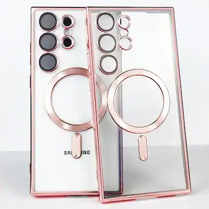 Front. Entronix - Entronix Magnetic Phone Case for Samsung Galaxy S25 Ultra - Clear Luxury Glossy Cover - Rose gold.