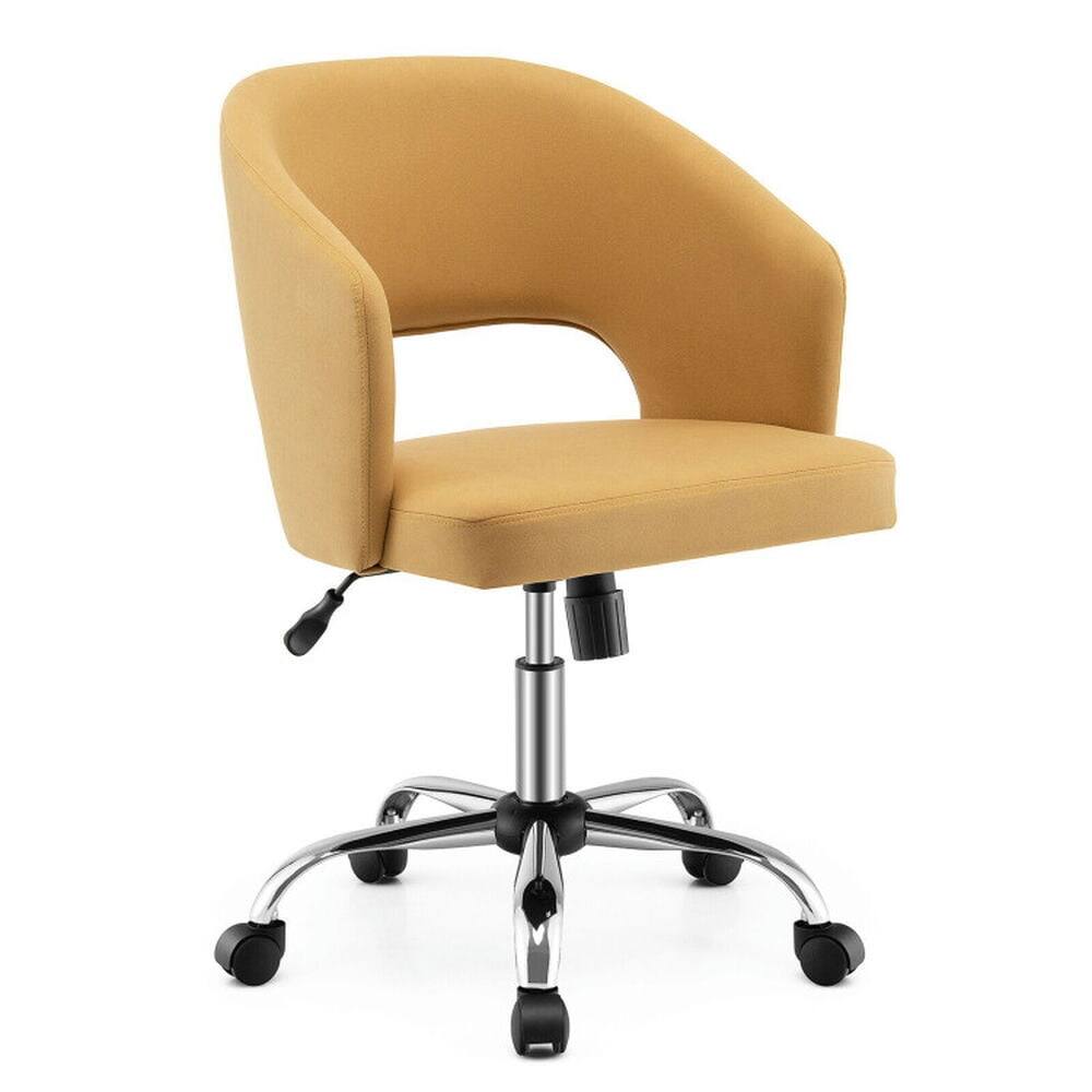 Alt View 2. Kadyn - Upholstered Swivel Office Chair with Hollow Out Back, Home Office Computer Desk Chair, Small Office Chair - Yellow.