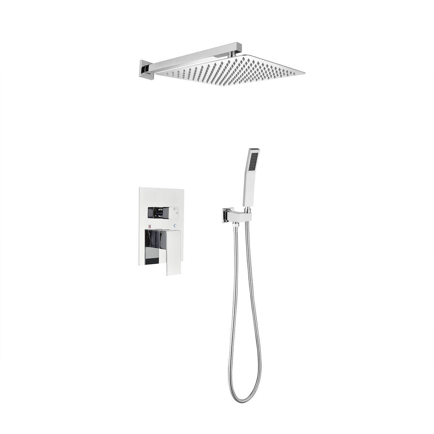 Front. APRILSOUL - 12 inch Rain Shower Head Systems Wall Mounted Shower - Chrome.