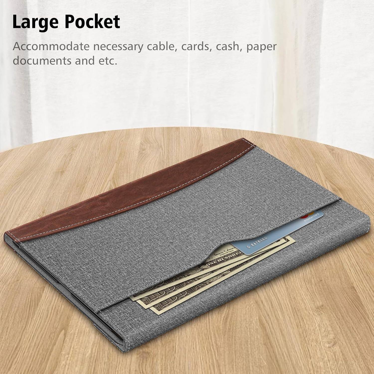 Large Pocket  
Accommodate necessary cable, cards, cash, paper documents and etc.