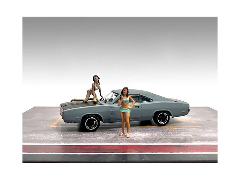 Alt View 1. American Diorama - "Car Wash Girls" Set 1 Dorothy and Barbara 2 Piece Figure for 1/43 Scale Models by American Diorama.