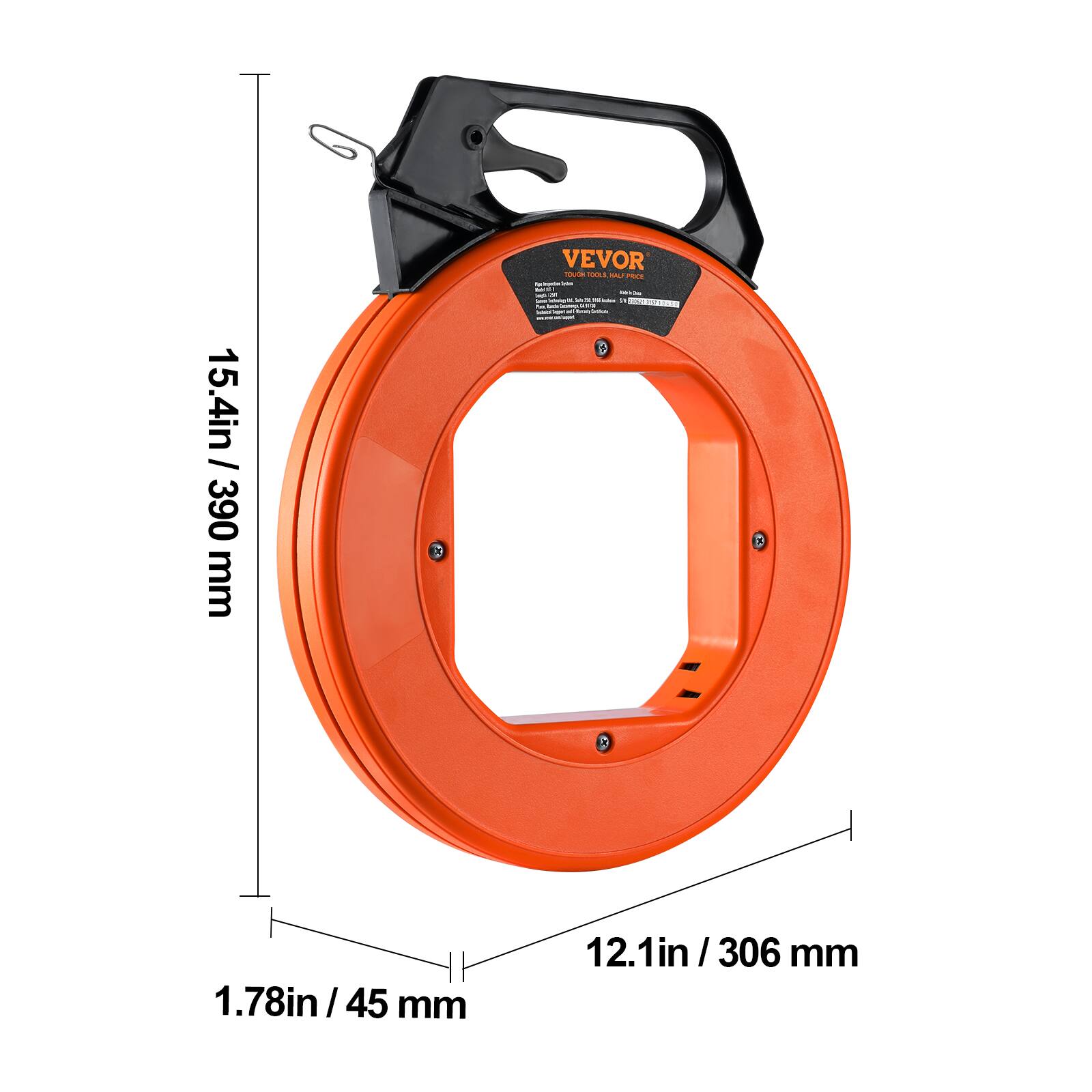 15.4in / 390 mm  
1.78in / 45 mm  
12.1in / 306 mm
