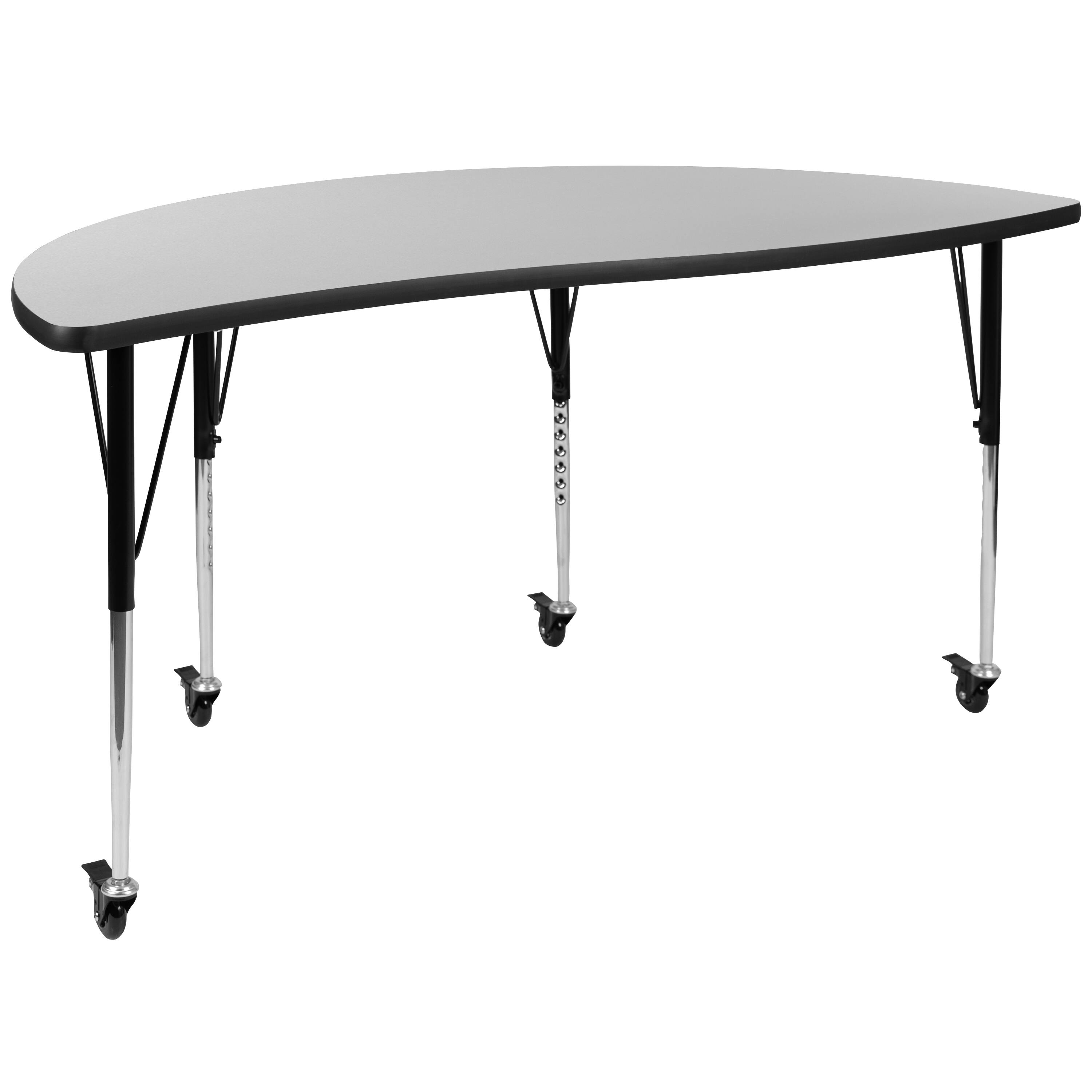 Alt View 9. Emma + Oliver - Mobile 60" Circle Wave Collaborative Laminate Activity Table Set with 18" Student Stack Chairs, Grey/Black - Grey.