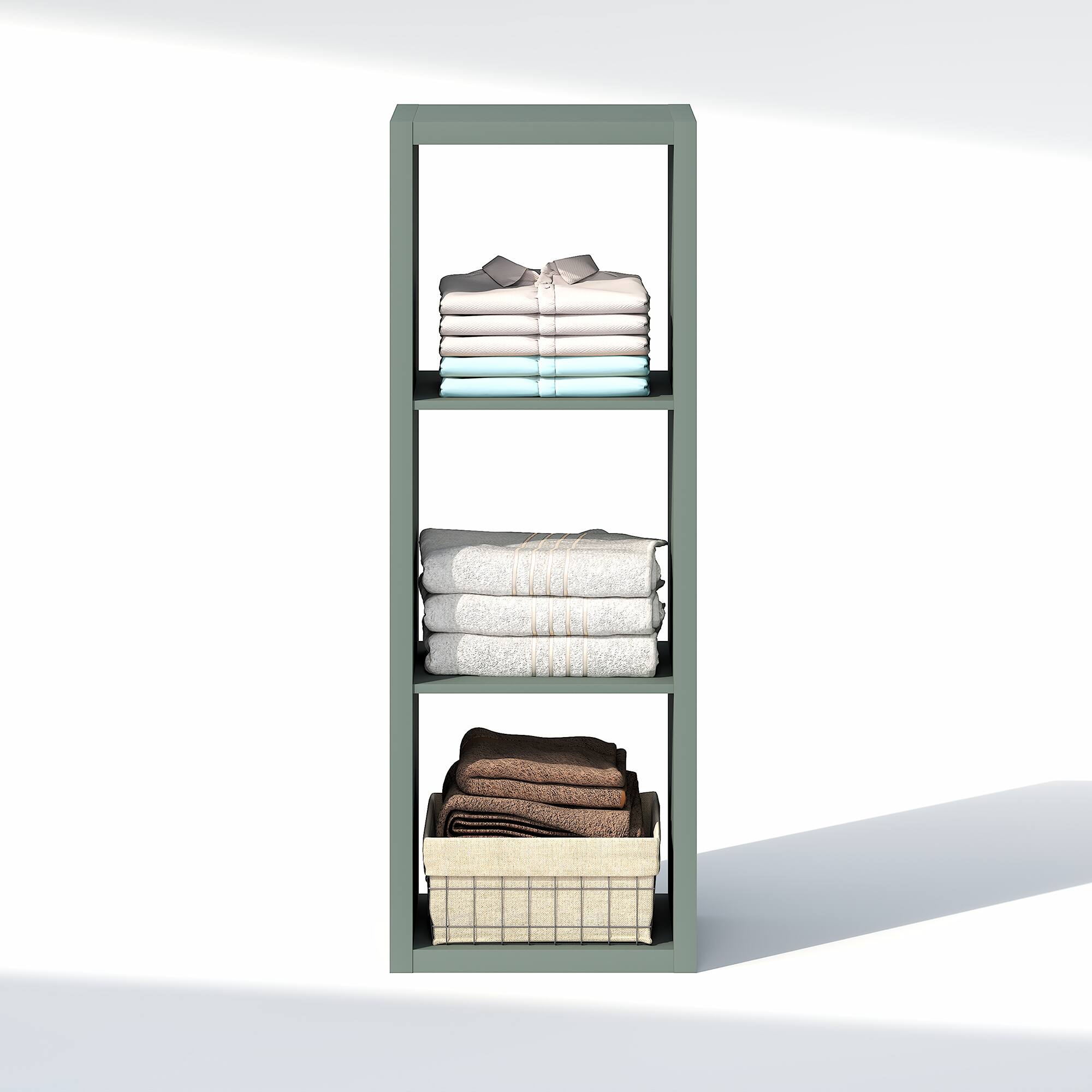 Alt View 3. Furinno - CUBIC Closet Organizers, 3-Cube Modular Organizer, Open Shelf, Extra Thick Frame, for Wardrobe, Bedroom, Living Room - Sage Green.
