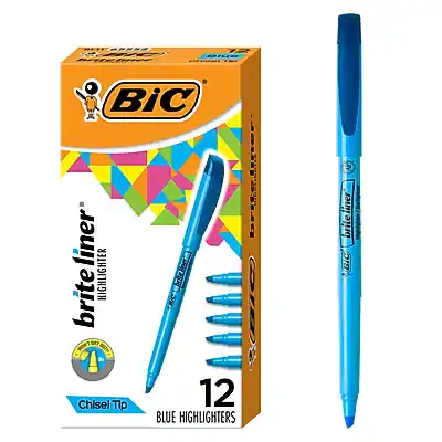 BIC
brite liner
HIGHLIGHTER
Chisel Tip
12 BLUE HIGHLIGHTERS