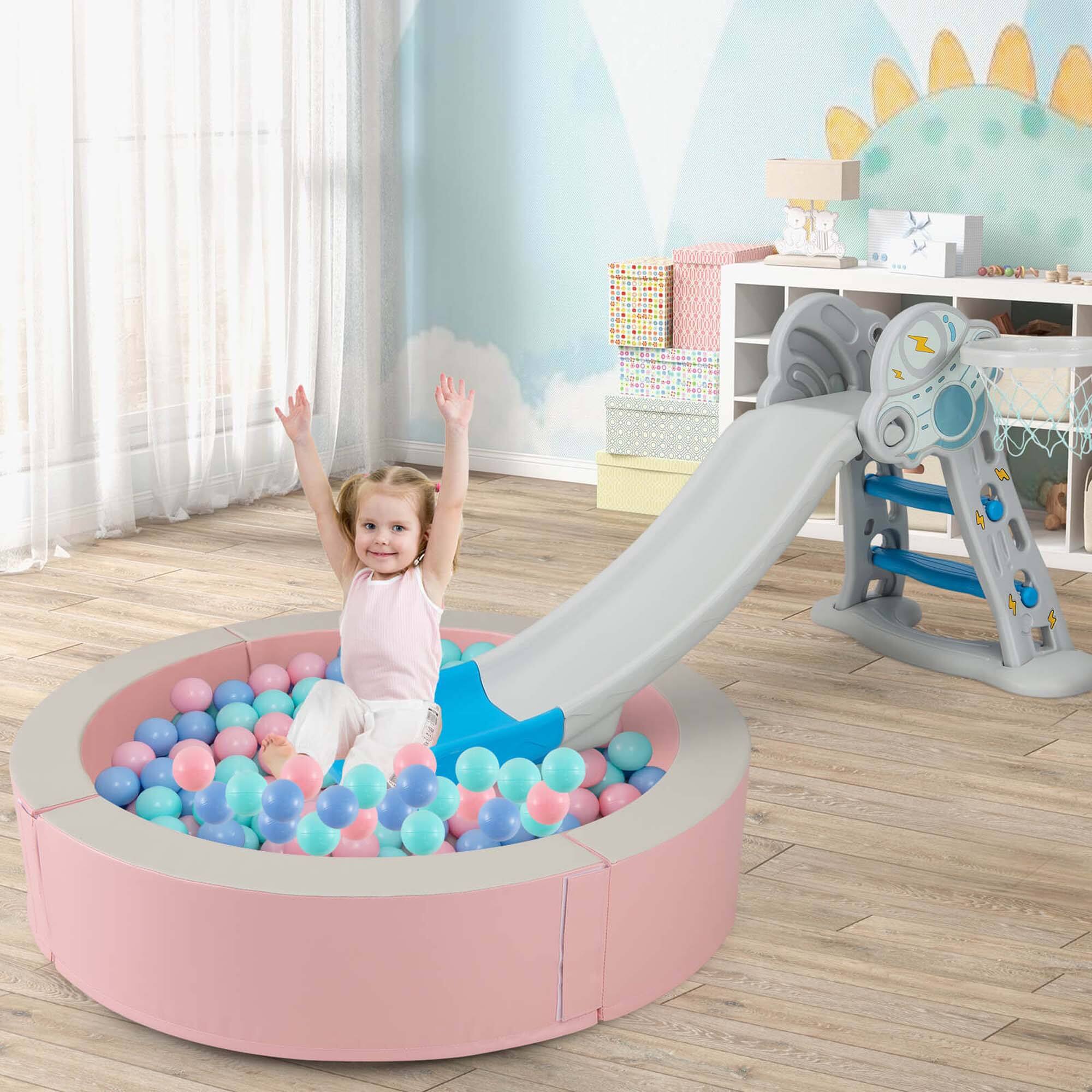 Alt View 4. Costway - Costway 44.5" x 10" Baby Ball Pit Detachable Foam Ball Pit with 50 Colorful Ocean Balls - Pink.