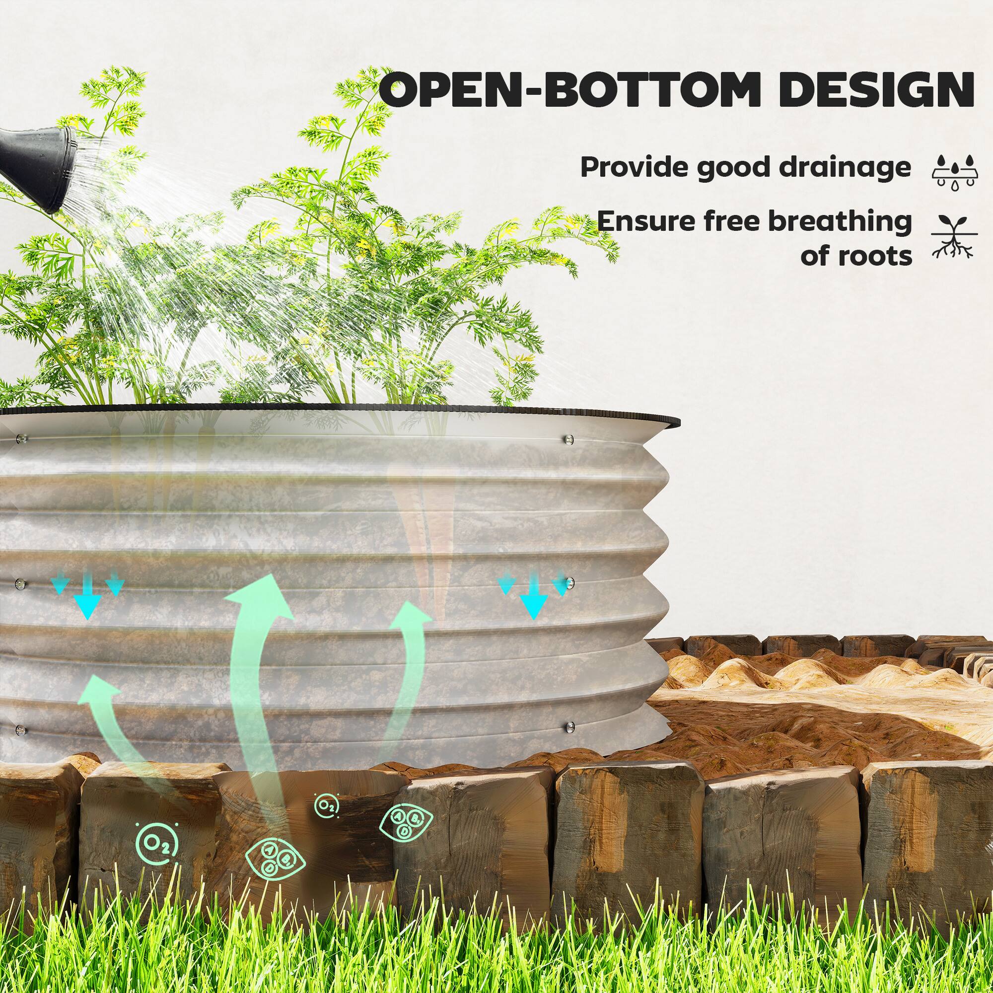 OPEN-BOTTOM DESIGN  
Provide good drainage  
Ensure free breathing of roots