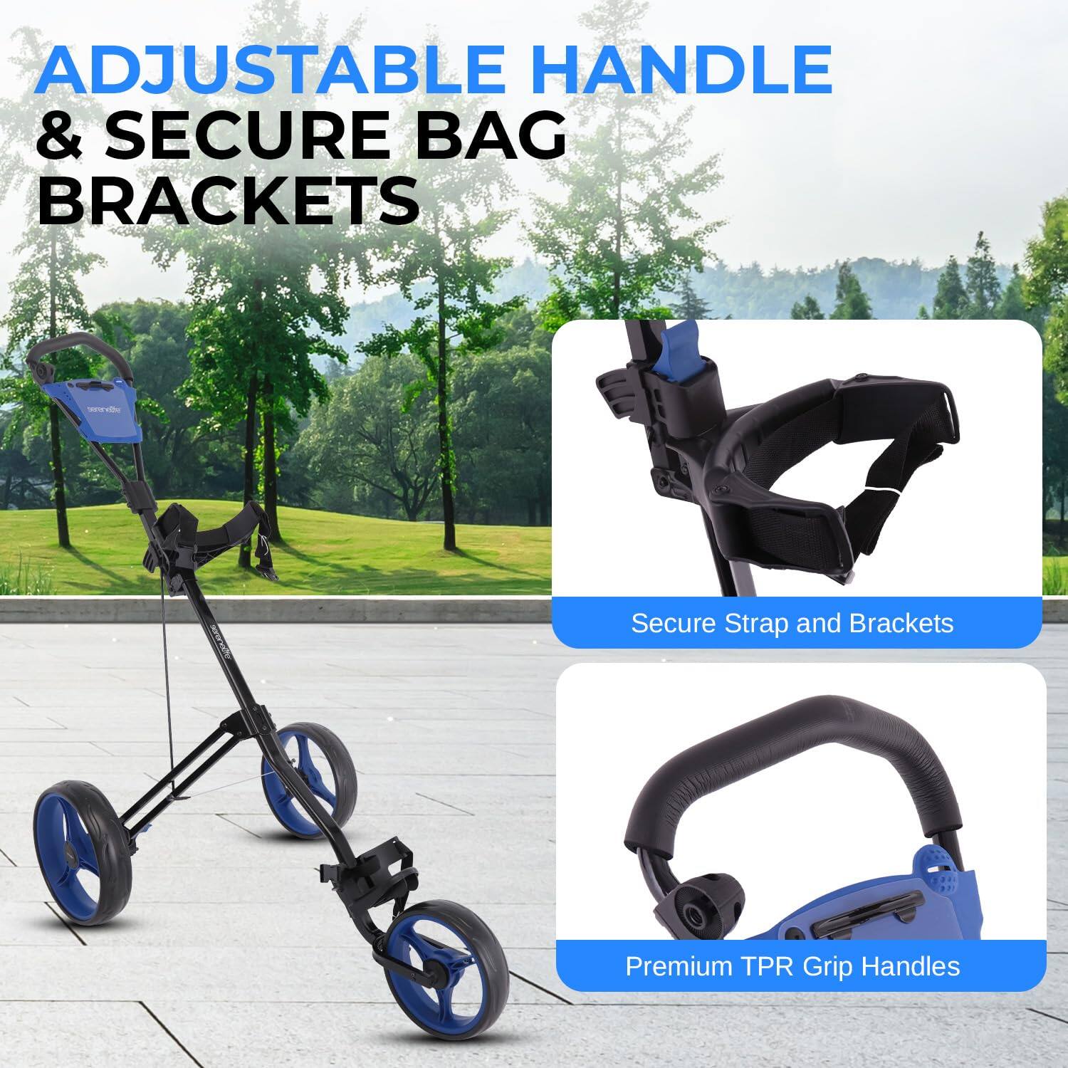 ADJUSTABLE HANDLE & SECURE BAG BRACKETS

Secure Strap and Brackets

Premium TPR Grip Handles