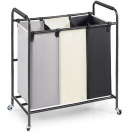 VEVOR - 3-Section Laundry Basket, Heavy Duty Laundry Hamper Storage Organizer, Laundry Sorter Cart - Black,Grey,White