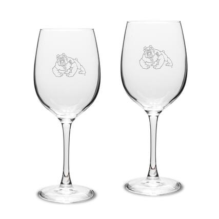 Front. Jardine - Fresno State Bulldogs 2-Piece 16oz. Traditional White Wine Glass Set - Multicolor.