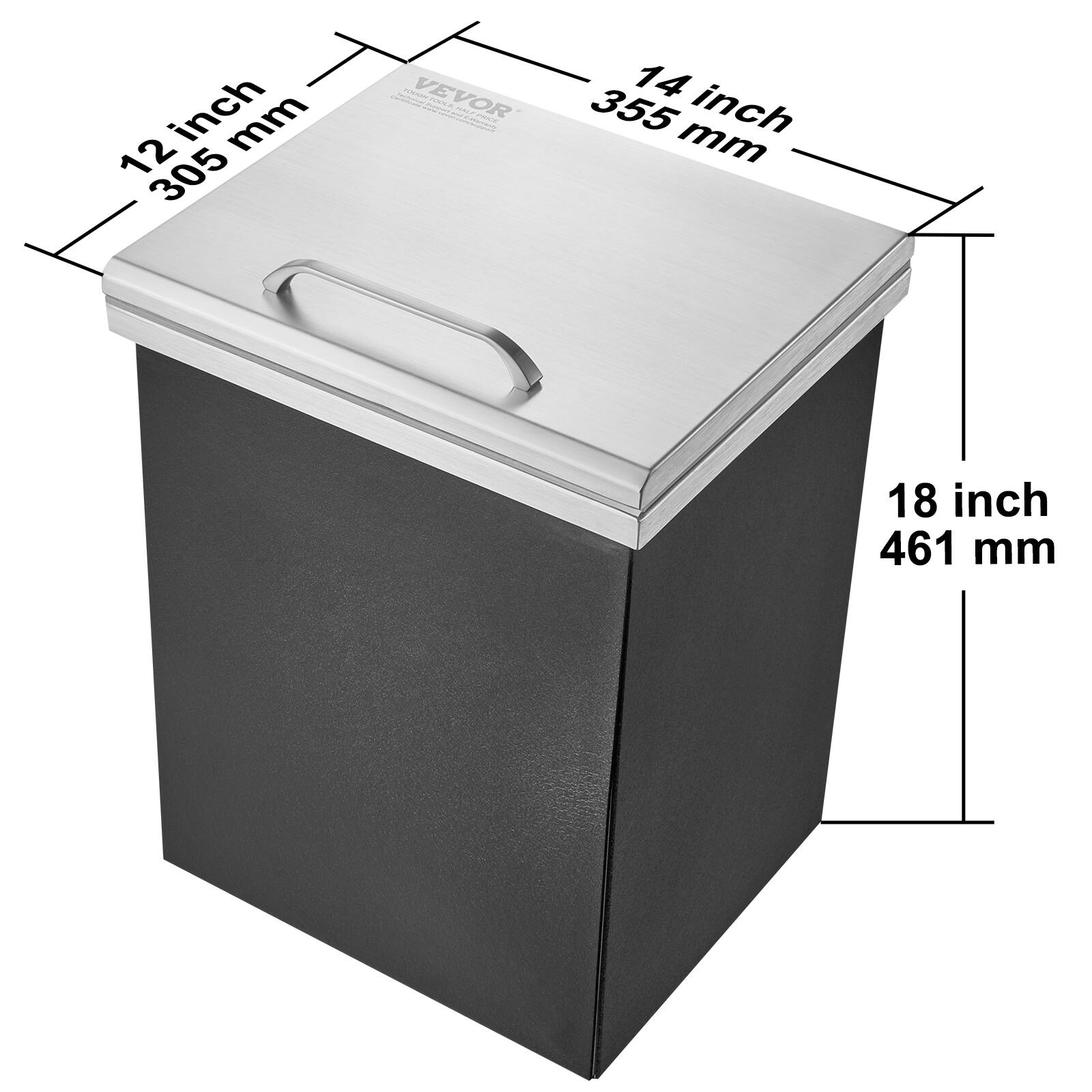 12 inch 305 mm  
14 inch 355 mm  
18 inch 461 mm