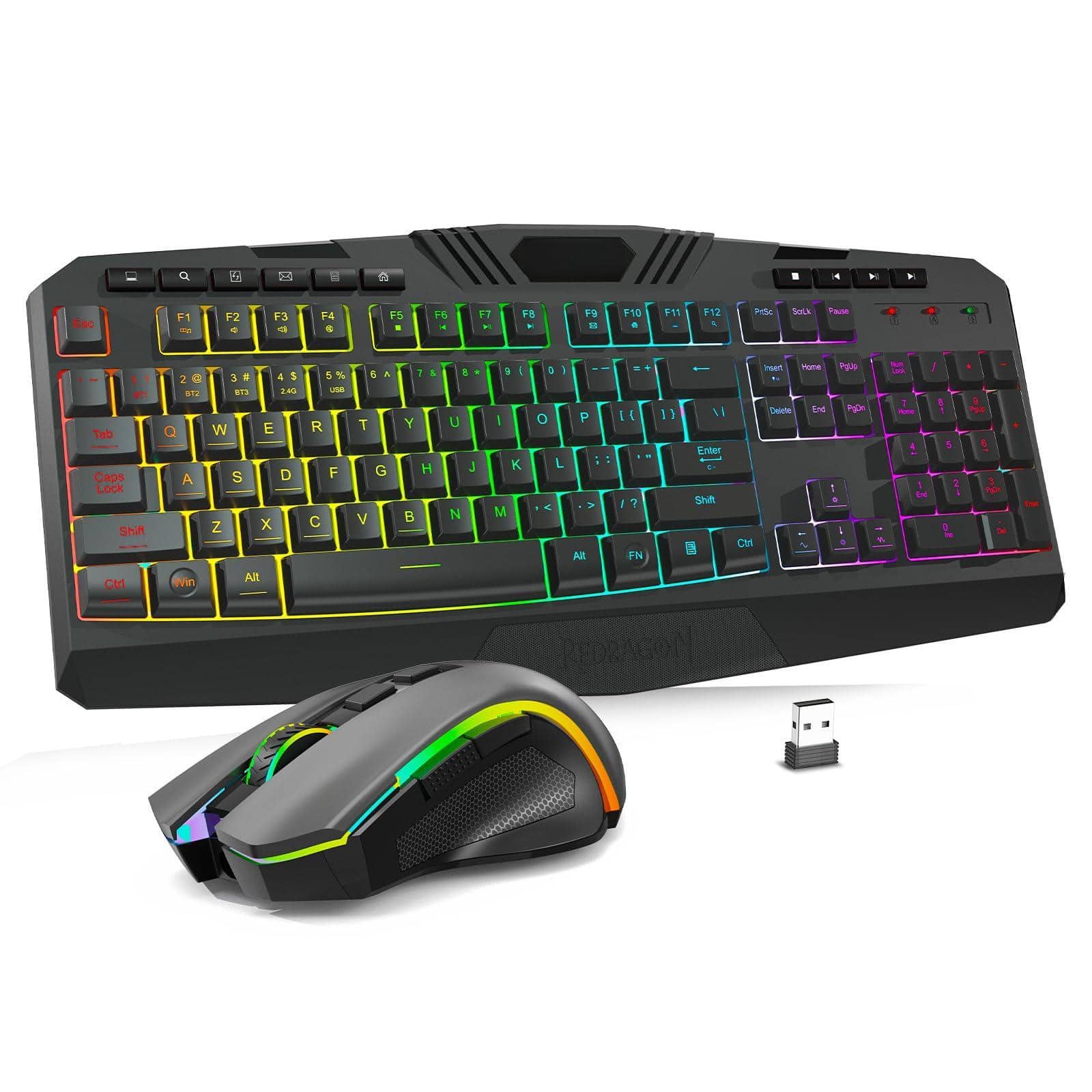 Comfort Essence - S101m ks Gaming And Mouse Wireless With Tri mode Rgb 10 Independent Multimedia Keys For Wins Pc Computer - Wireless - Black-Update-Wireless