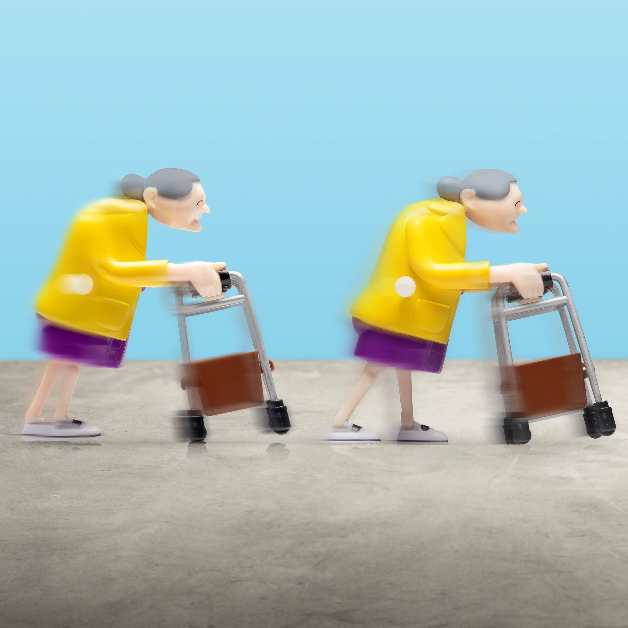 Alt View 1. One For Fun - Clockwork Racing Grannies Set of 2, Wind-Up Novelty Racing Figures and Gag Gift Toy - Multicolor.