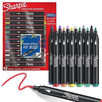Sharpie Creative Markers  
Paint Effect no BLEED  
12 Water-Based Acrylic Markers  
POPS on Light & Dark Surfaces  
Sharpie