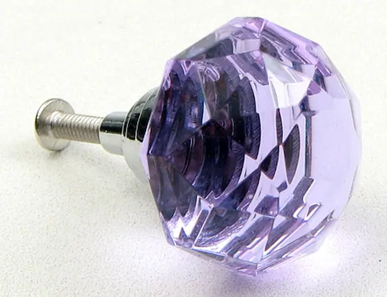 Front. BreeBe - Large Purple Crystal Drawer Pull - Purple.