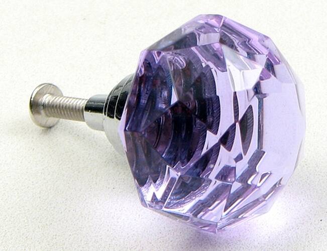 Front. BreeBe - Large Purple Crystal Drawer Pull - Purple.