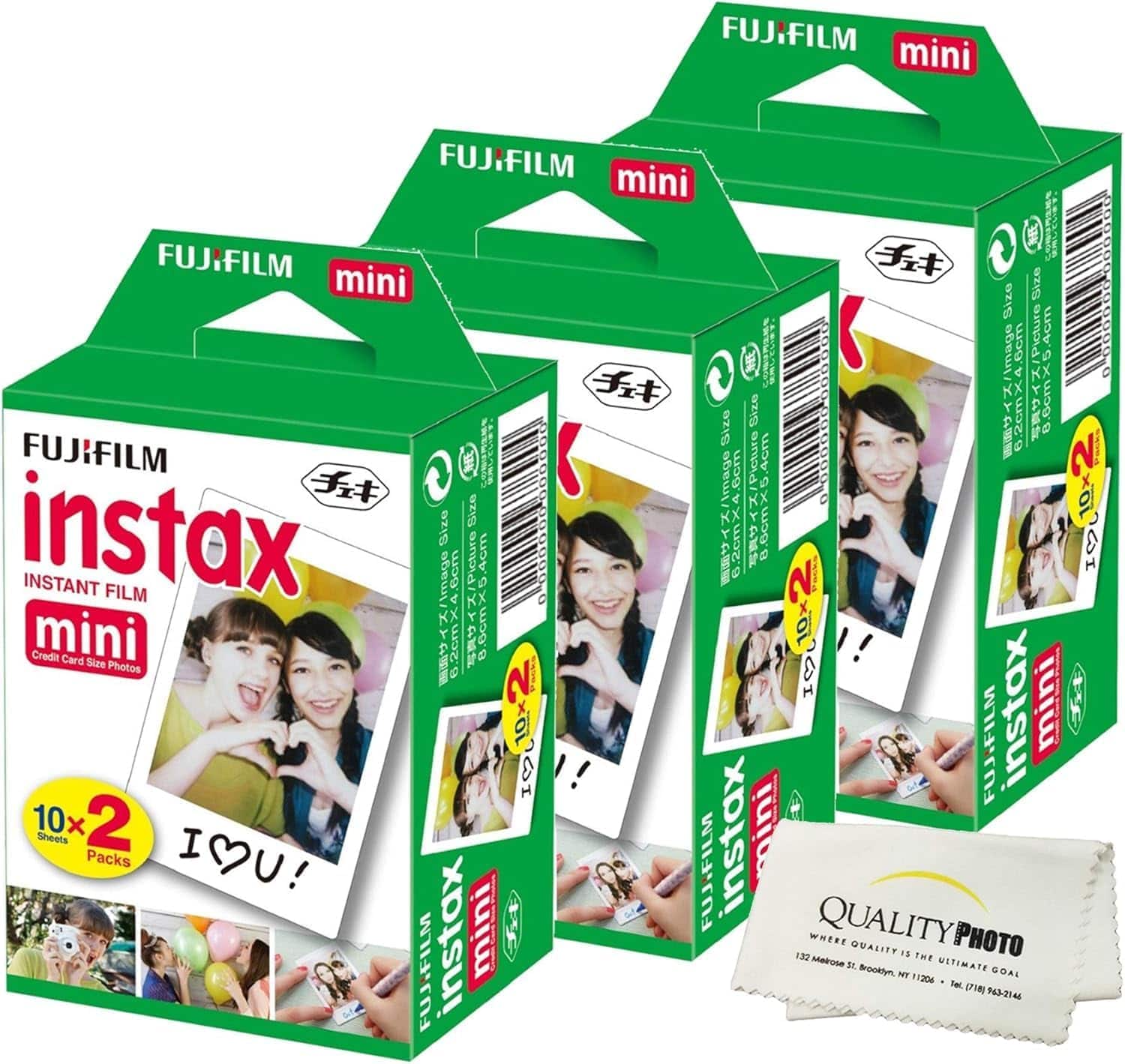 INSTAX Mini Instant Film (White) for Fujifilm Mini 8,9,11,12 Cameras w/Microfiber Cloth by Quality (60 Prints) price history on PriceWatchPro