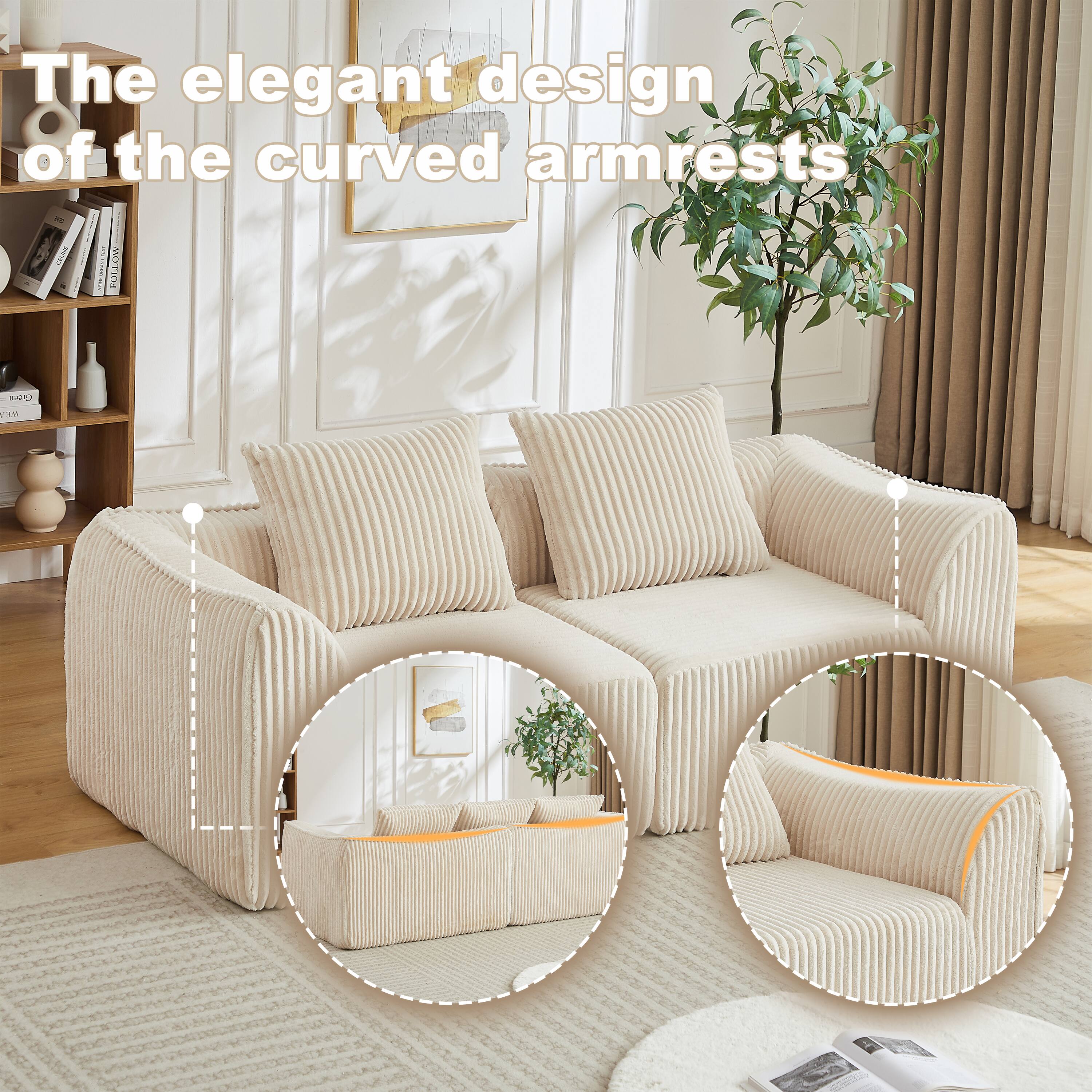 The elegant design of the curved armrests