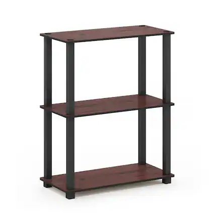 Front. Furinno - Turn-S-Tube 3-Tier Compact Multipurpose Shelf Display Rack with Square Tube, Dark Cherry/Black - Dark Cherry/Black.