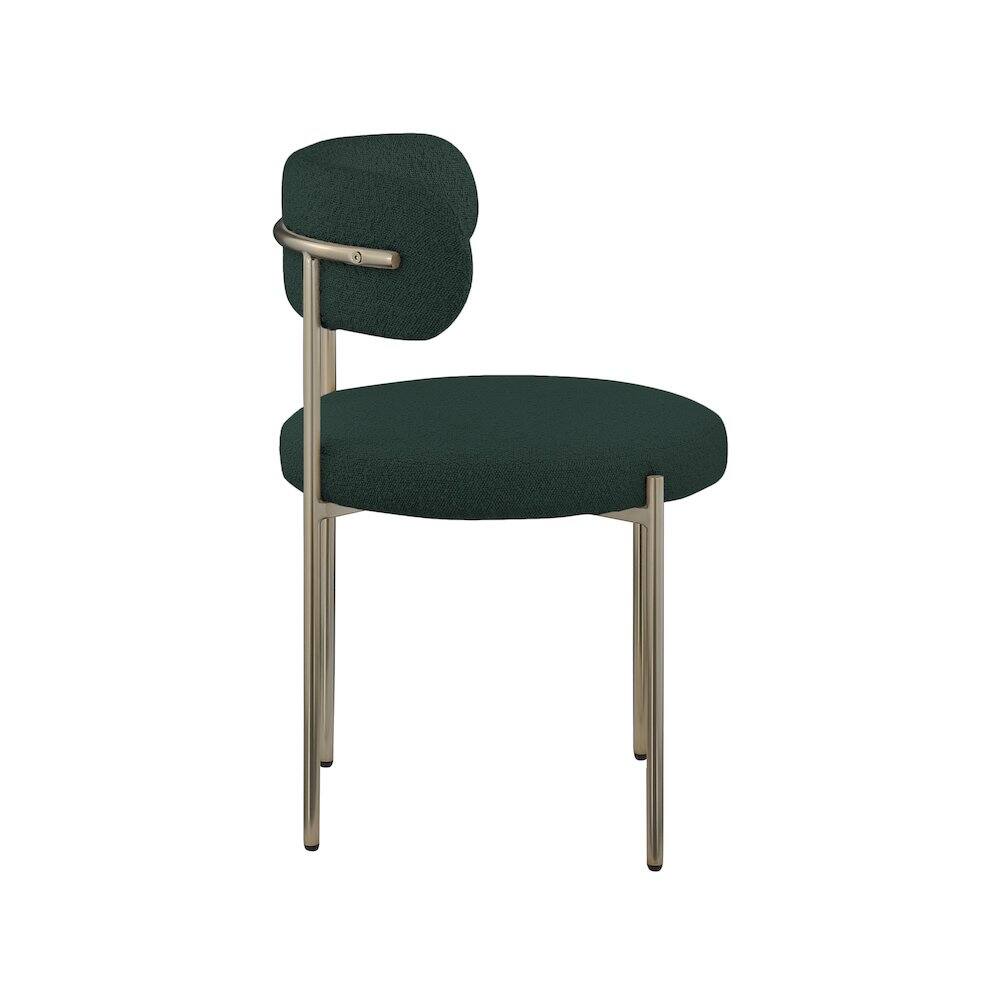 Alt View 3. Meridian Furniture - Beacon Green Boucle Fabric Dining Chair, Set of 2 - Green.