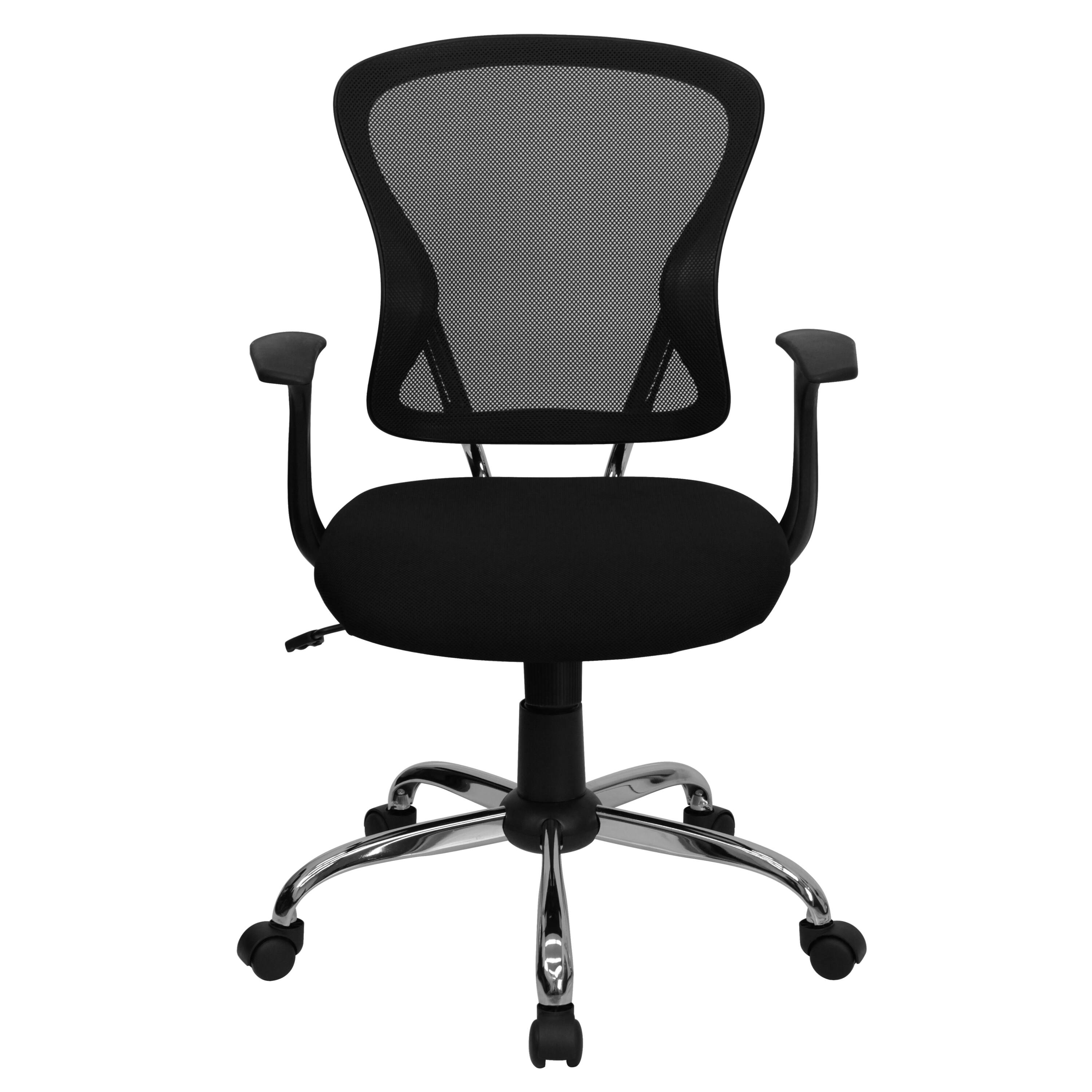 Alt View 7. Emma + Oliver - Mid-Back Mesh Swivel Task Office Chair with Chrome Base and Arms - Black.