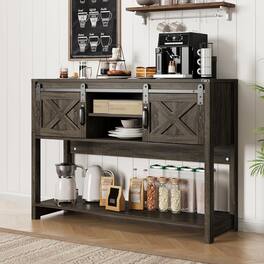 RoyalCraft - Farmhouse Entryway Console Table with Storage Shelves, Dark Grey - Dark Gray