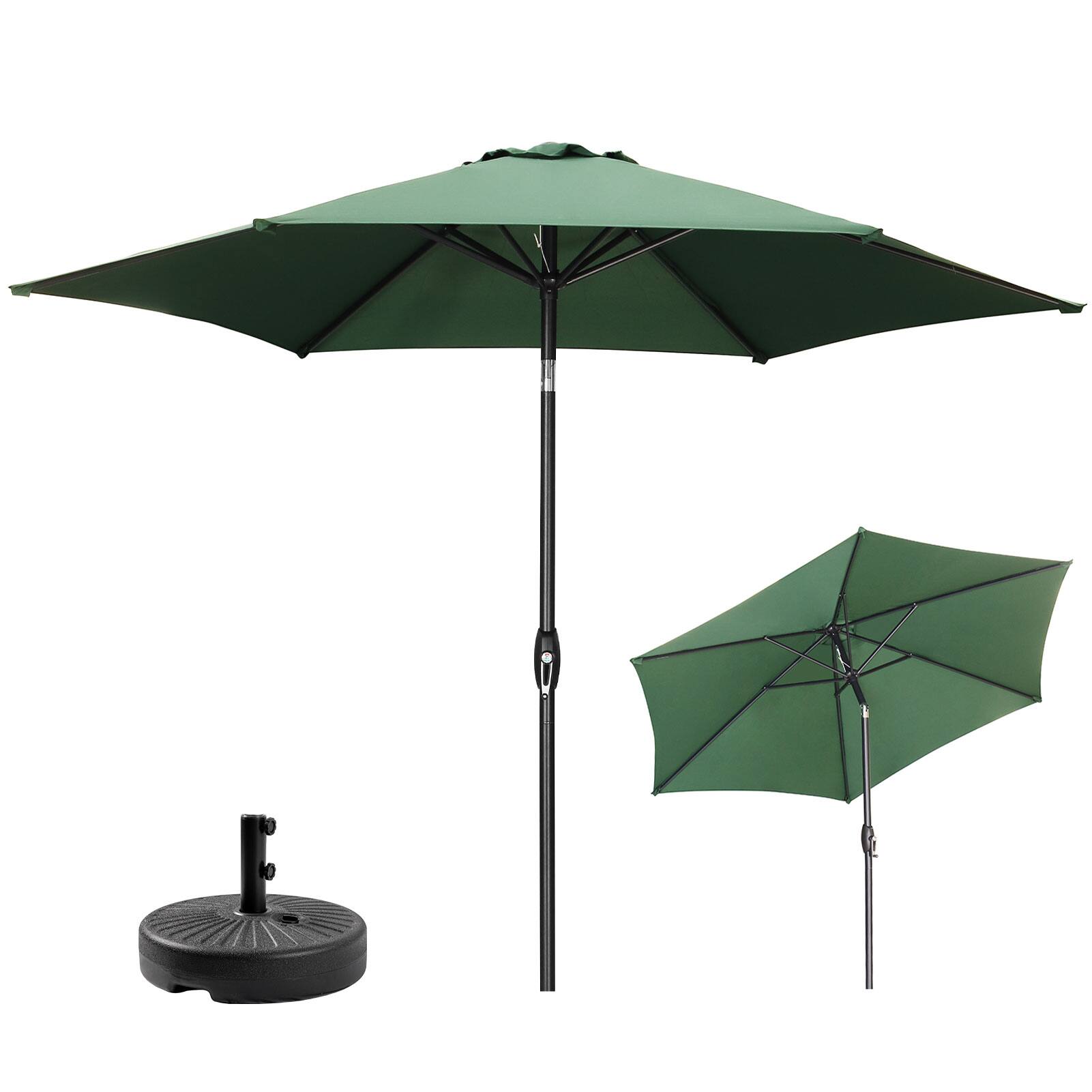 Front. Ainfox - Ainfox 7.5ft Patio Umbrella With Argyle umbrella base - Green.