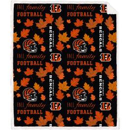 Pegasus - Cincinnati Bengals 60" x 70" Fall, Family & Football Flannel Fleece Sherpa Blanket - Multicolor