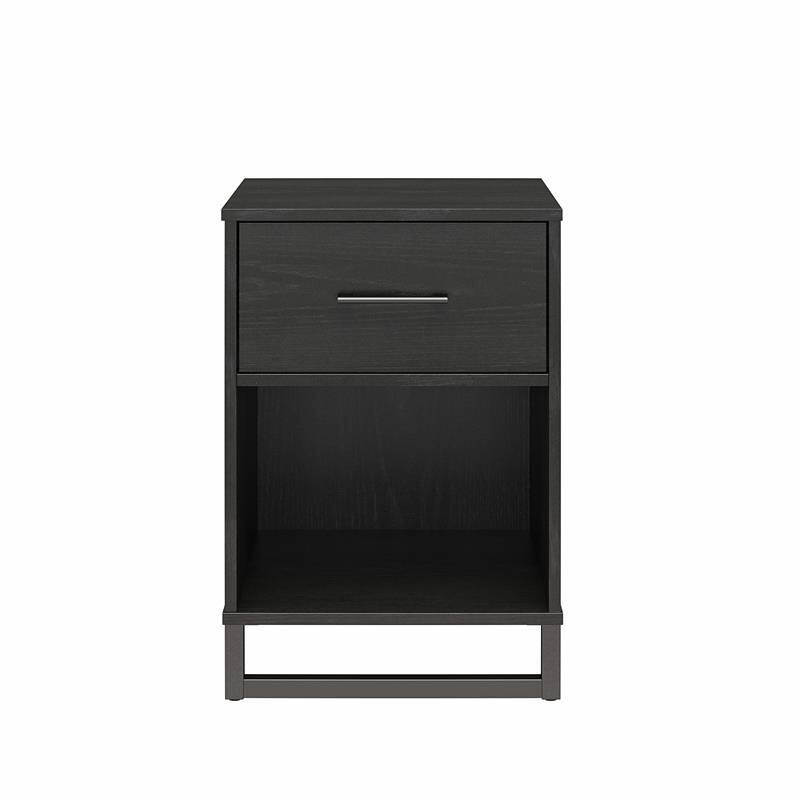 Back. Hivvago - Hivvago Modern 1-Drawer Bedroom Nightstand Wood Finish with Metal Legs - Black.