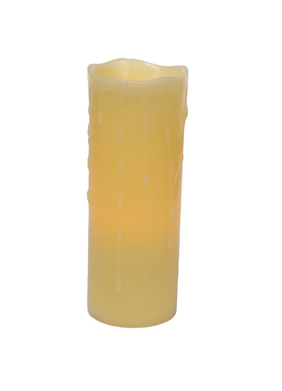 Angle. BreeBe - LED Dripping Wax Pillar Candles (Set of 3) - Yellow.