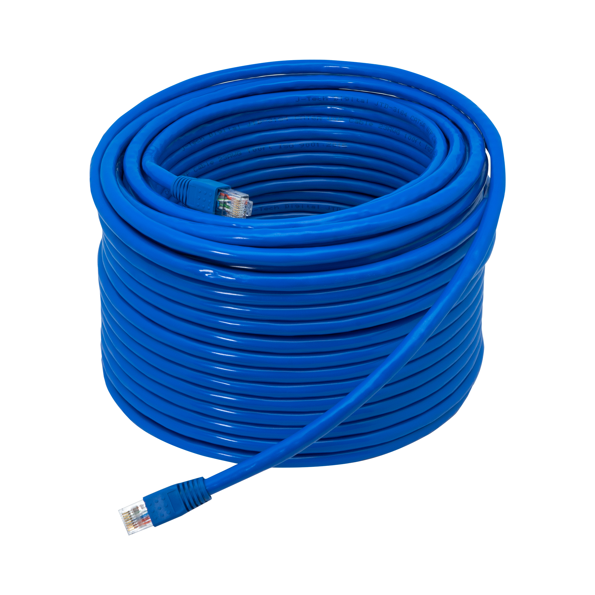 J-Tech Digital - 100ft. CAT6A Ethernet Cable - U/UTP Pure Copper 23AWG - Blue