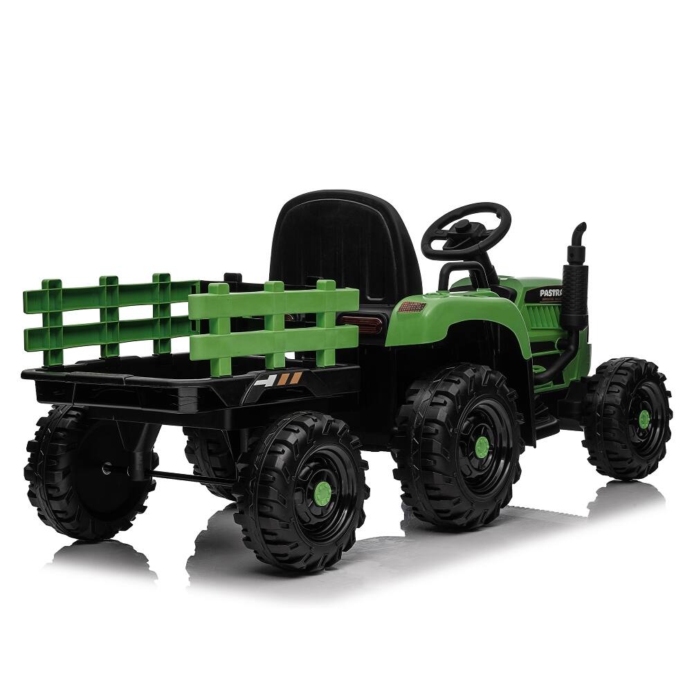 Alt View 7. Ropilly - Ropilly 24v ride on tractor with trailer, 400W Kids Electric Tractor Remote Control, Emerald.