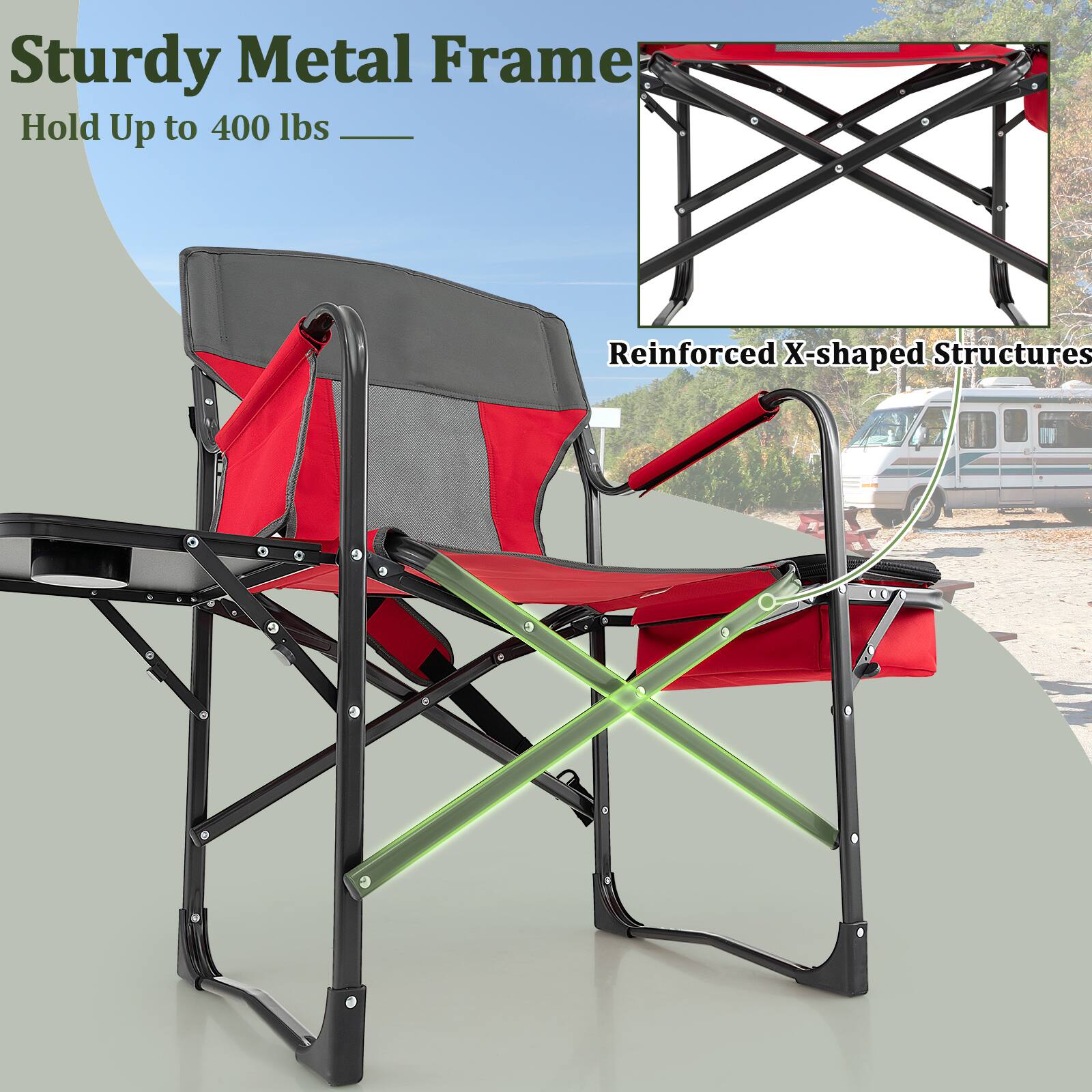 Sturdy Metal Frame Hold Up to 400 lbs Reinforced X-shaped Structures.