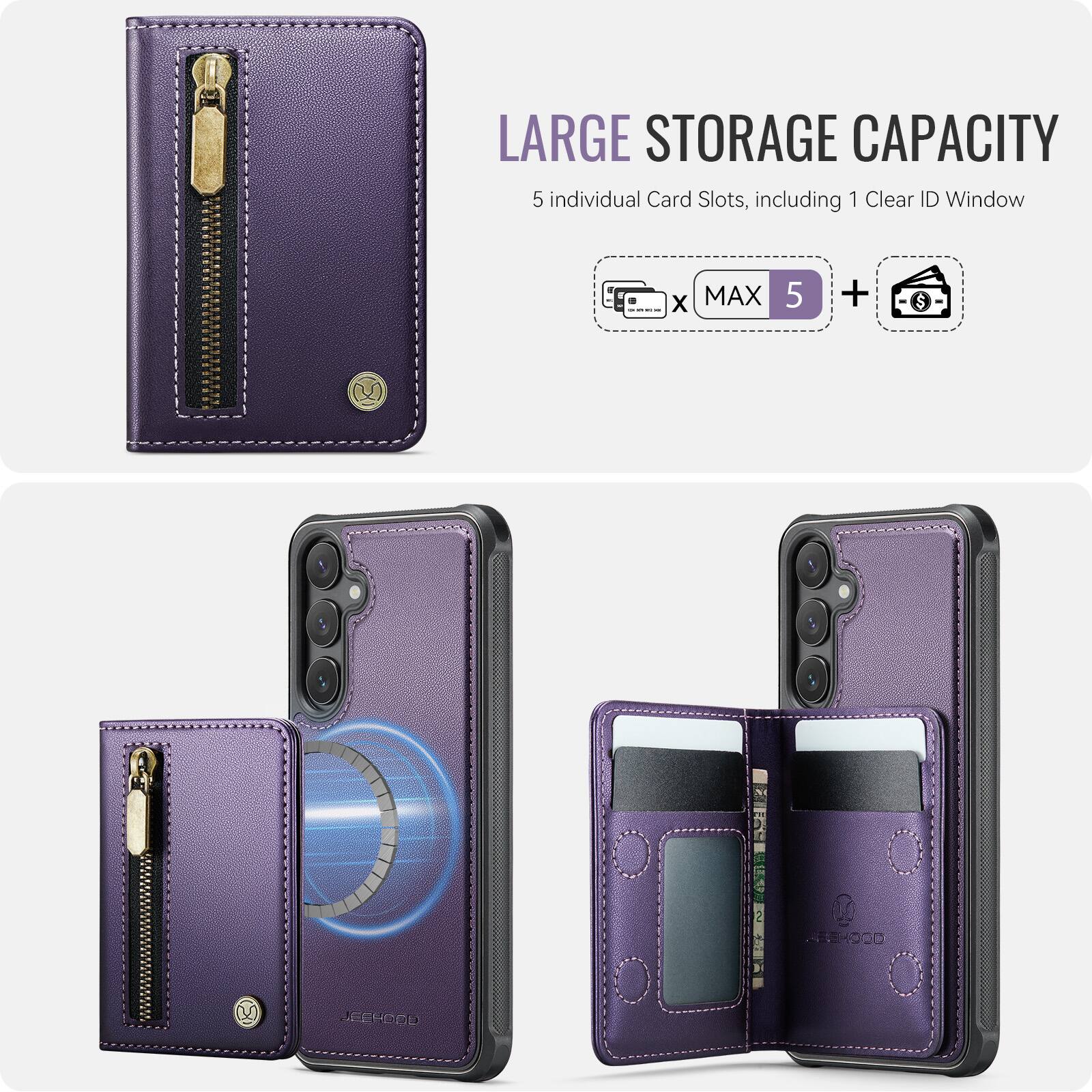 LARGE STORAGE CAPACITY  
5 individual Card Slots, including 1 Clear ID Window  
x MAX 5 +