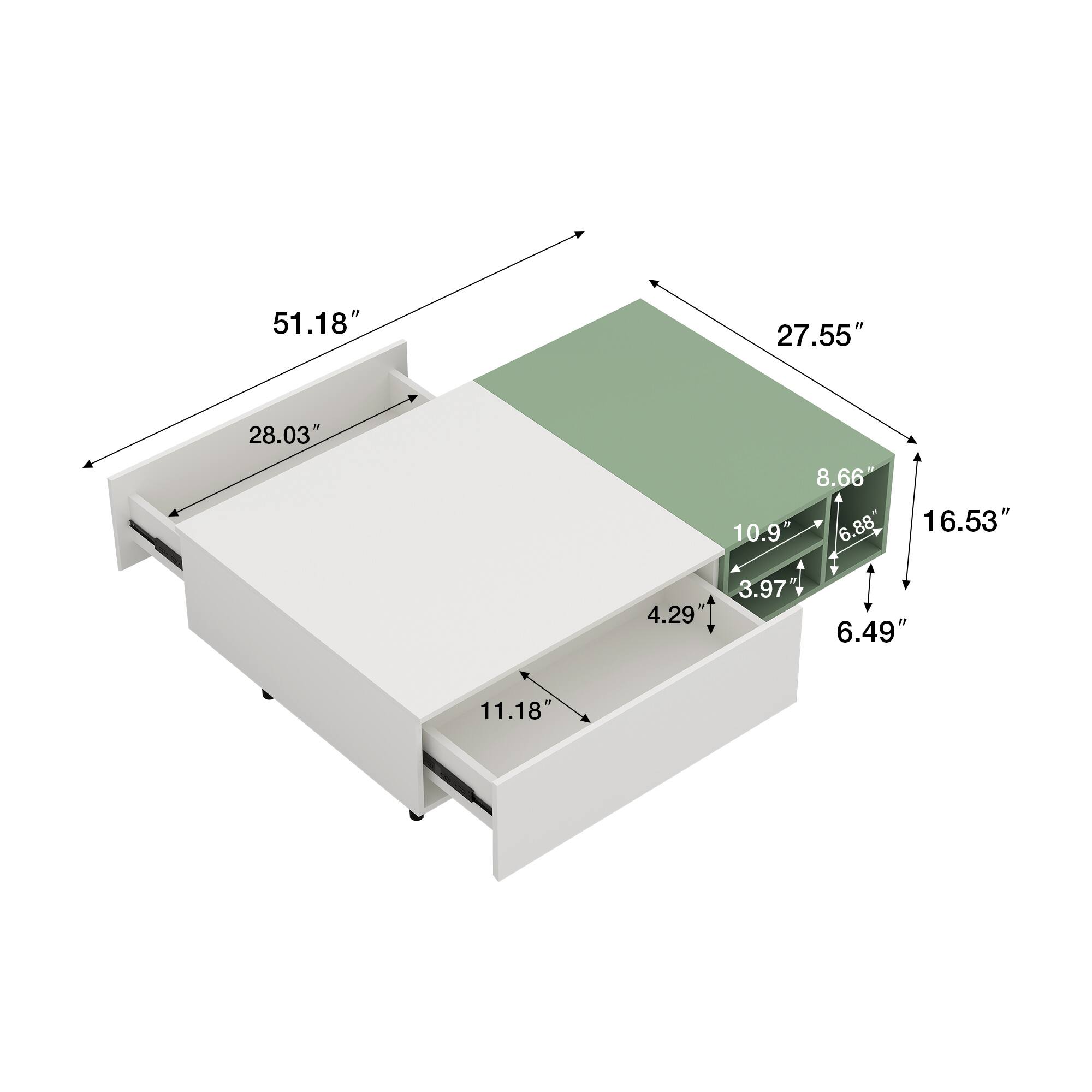 51.18"  
27.55"  
28.03"  
10.9"  
8.66"  
6.88"  
16.53"  
4.29"  
3.97"  
6.49"  
11.18"