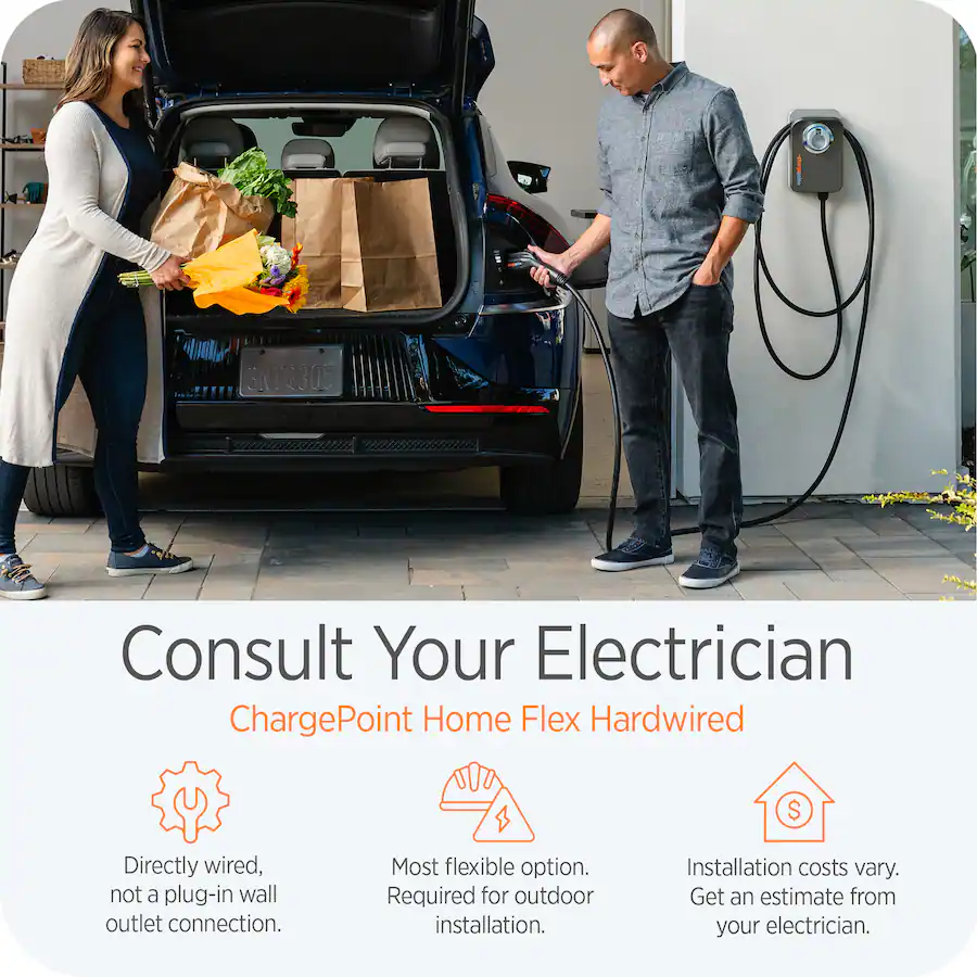 ChargePoint Home Flex Level 2 EV Charger NACS, Hardwired EV Fast Charge ...