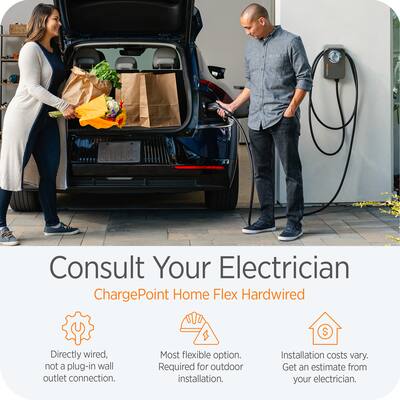 ChargePoint Home Flex Level 2 EV Charger NACS, Hardwired EV Fast Charge Station ChargePoint Home Flex Level 2 EV Charger NACS, Hardwired EV Fast Charge Station