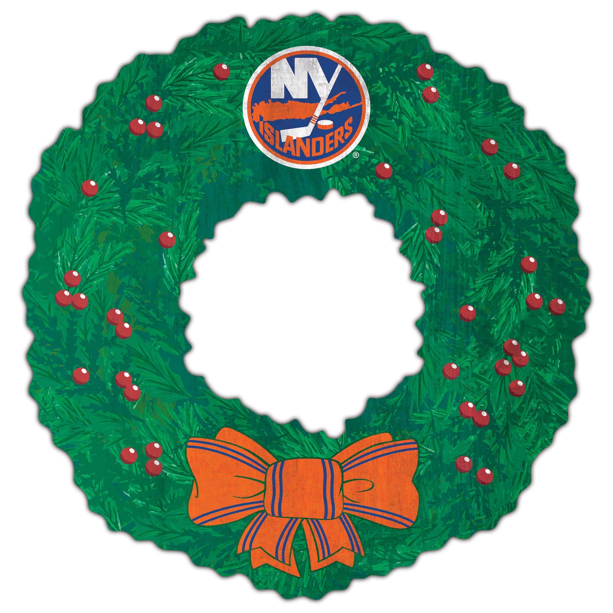 Front. Fan Creations - New York Islanders 16'' Team Wreath Sign - Green.
