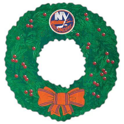 Front. Fan Creations - New York Islanders 16'' Team Wreath Sign - Green.