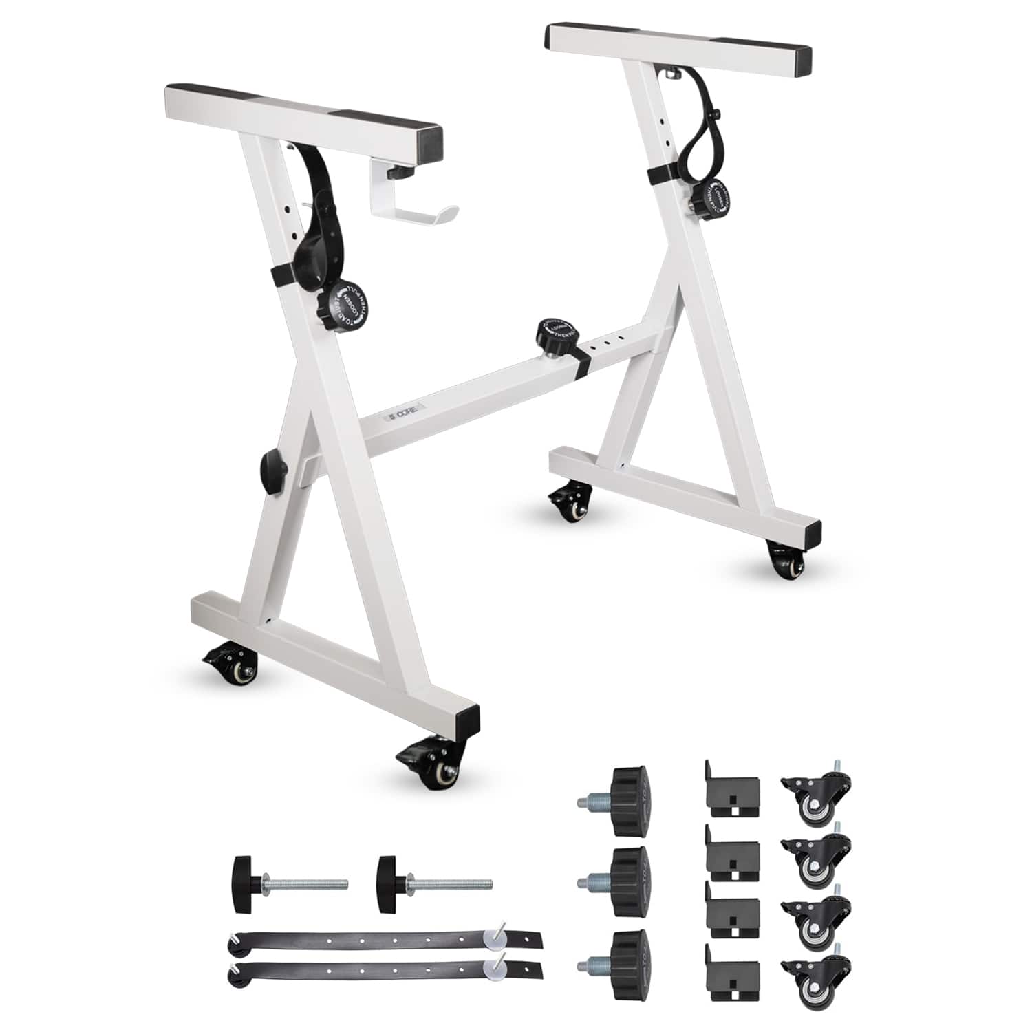 5 CORE - 5Core Keyboard Stand Adjustable Height 36.5" Width 32.5” Z Style Electric Piano Riser 250Lb Capacity - White