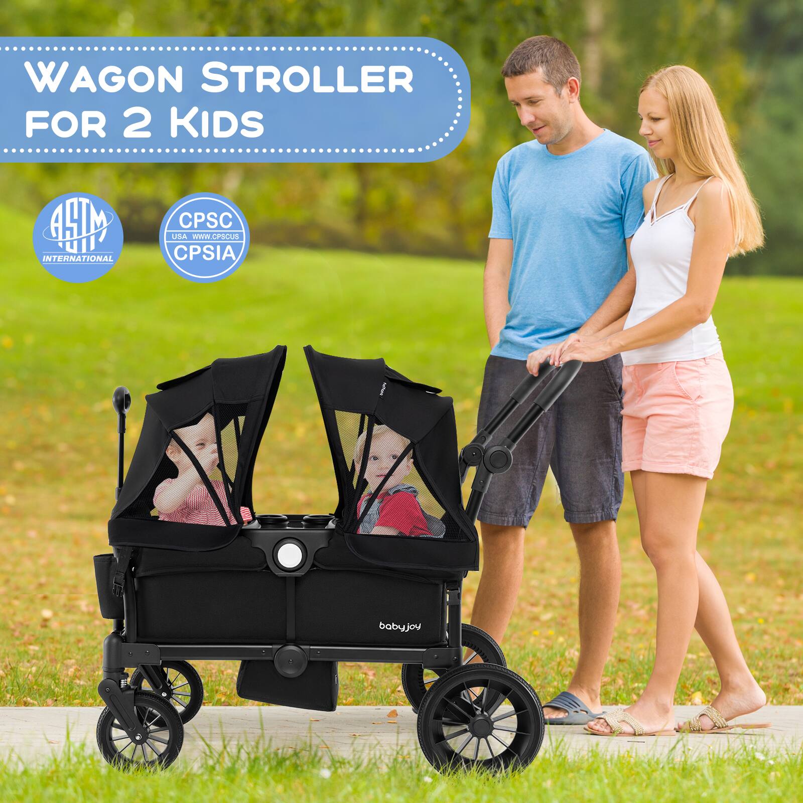 WAGON STROLLER FOR 2 KIDS

ASTM INTERNATIONAL

CPSC USA www.CPSCUS CPSIA

bobyjoy