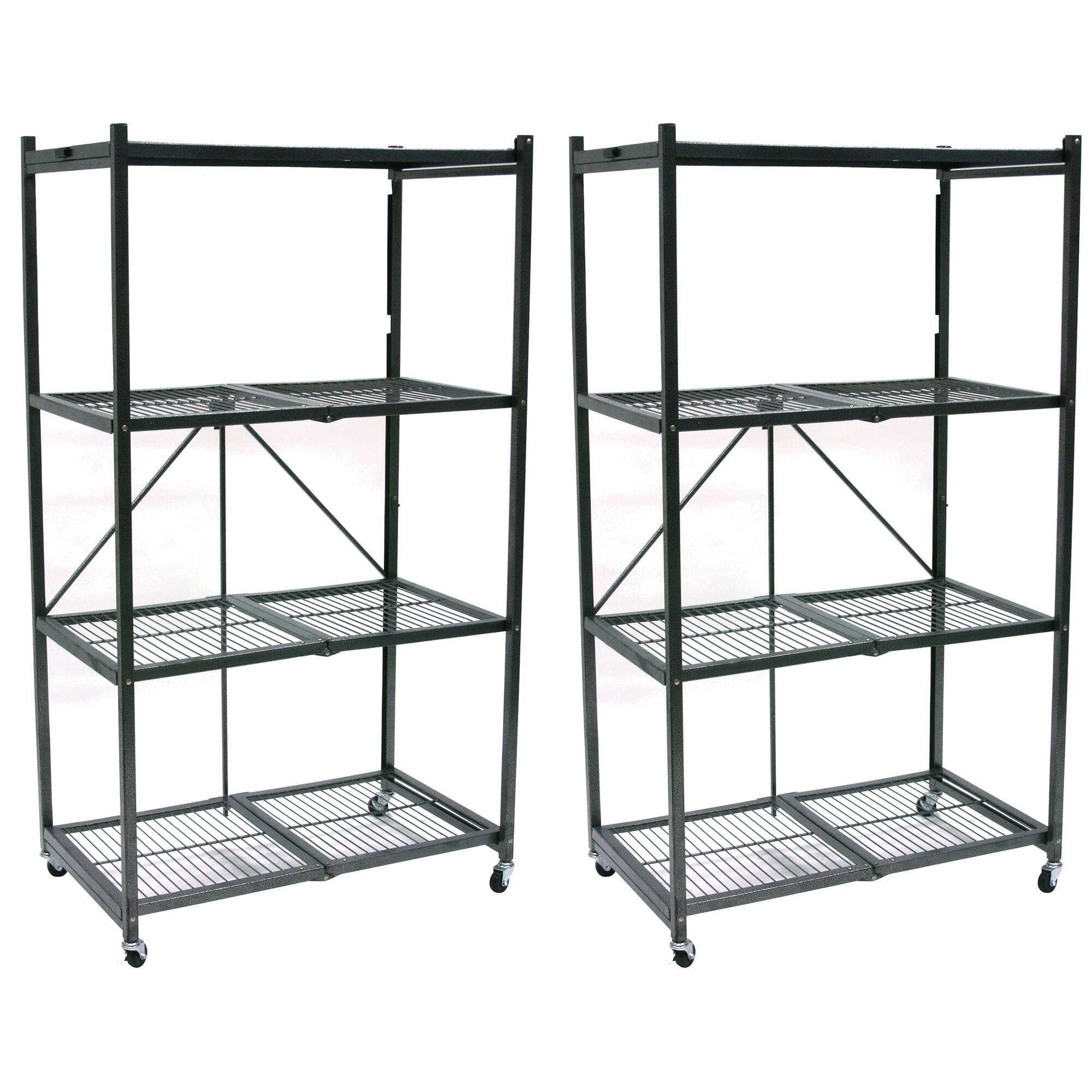 Alt View 3. Origami - Origami 4 Tier Multipurpose Folding Storage Organizing Rack with Wheels (2 Pack) - Pewter.