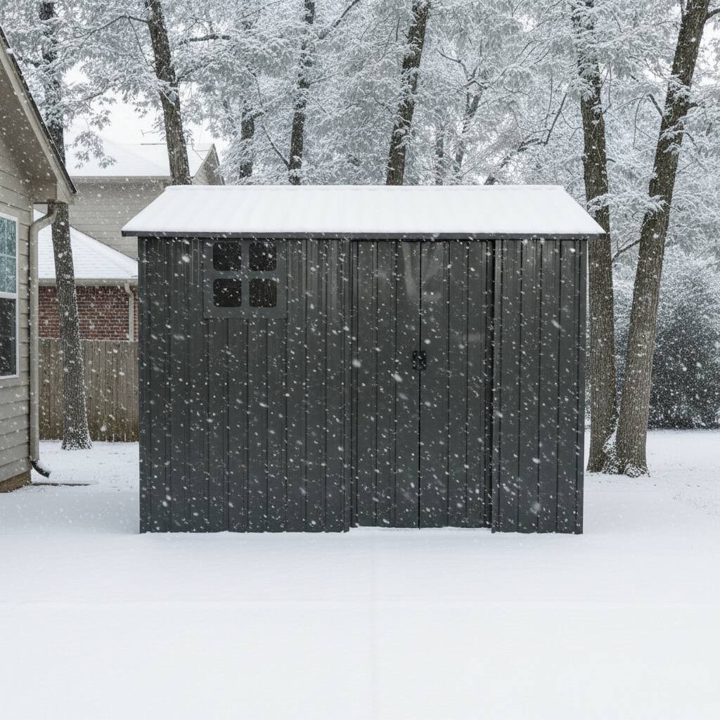 Alt View 2. Loheer - Loheer 8x6 Metal Shed Black Galvanized Steel Outdoor Storage Shed Heavy Duty Tool Shed with Sliding Door Window.