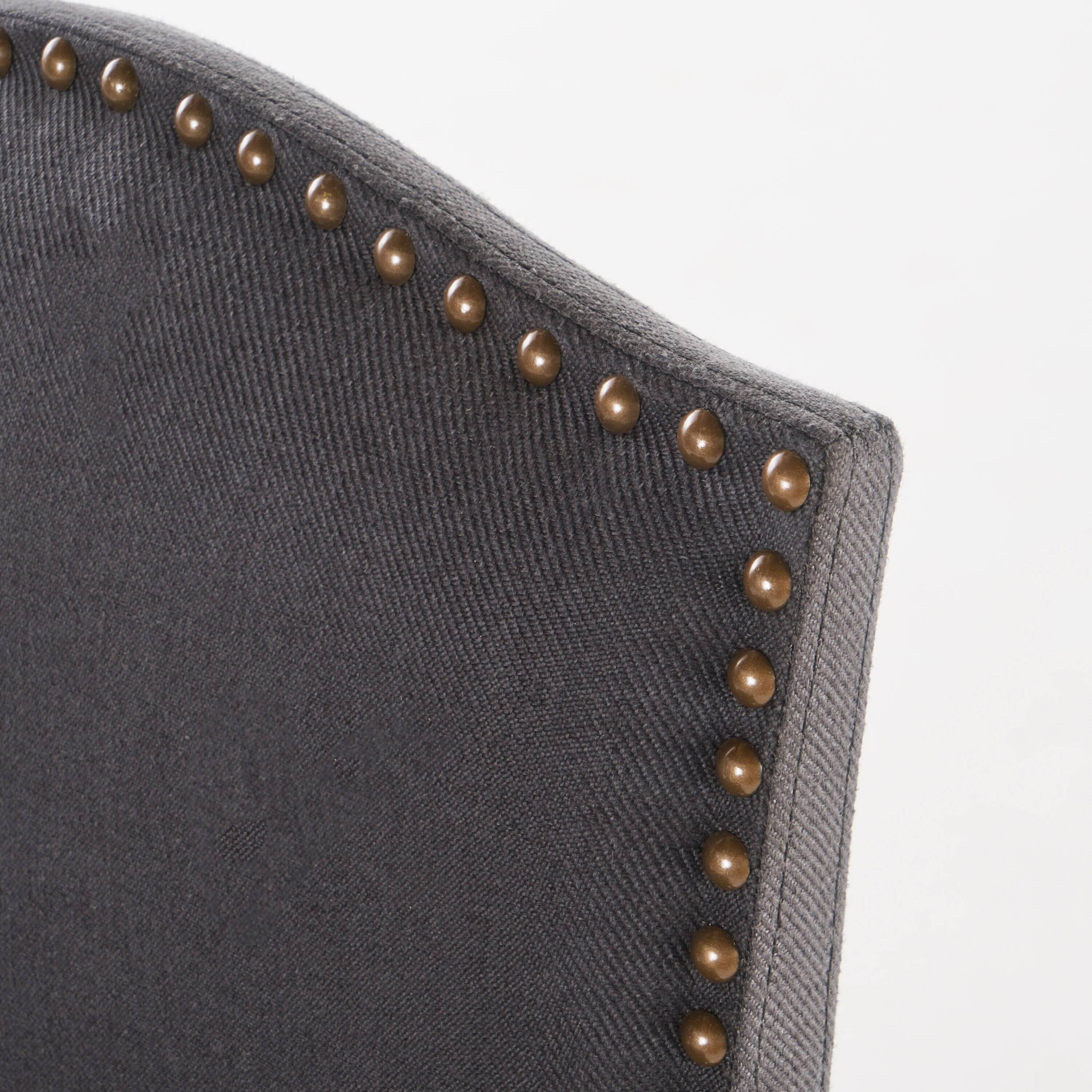 Alt View 6. Lirago - 19 Inch Counter Height Barstools Set of 2 Upholstered Fabric Walnut Finish Nailhead Trim - Grey.