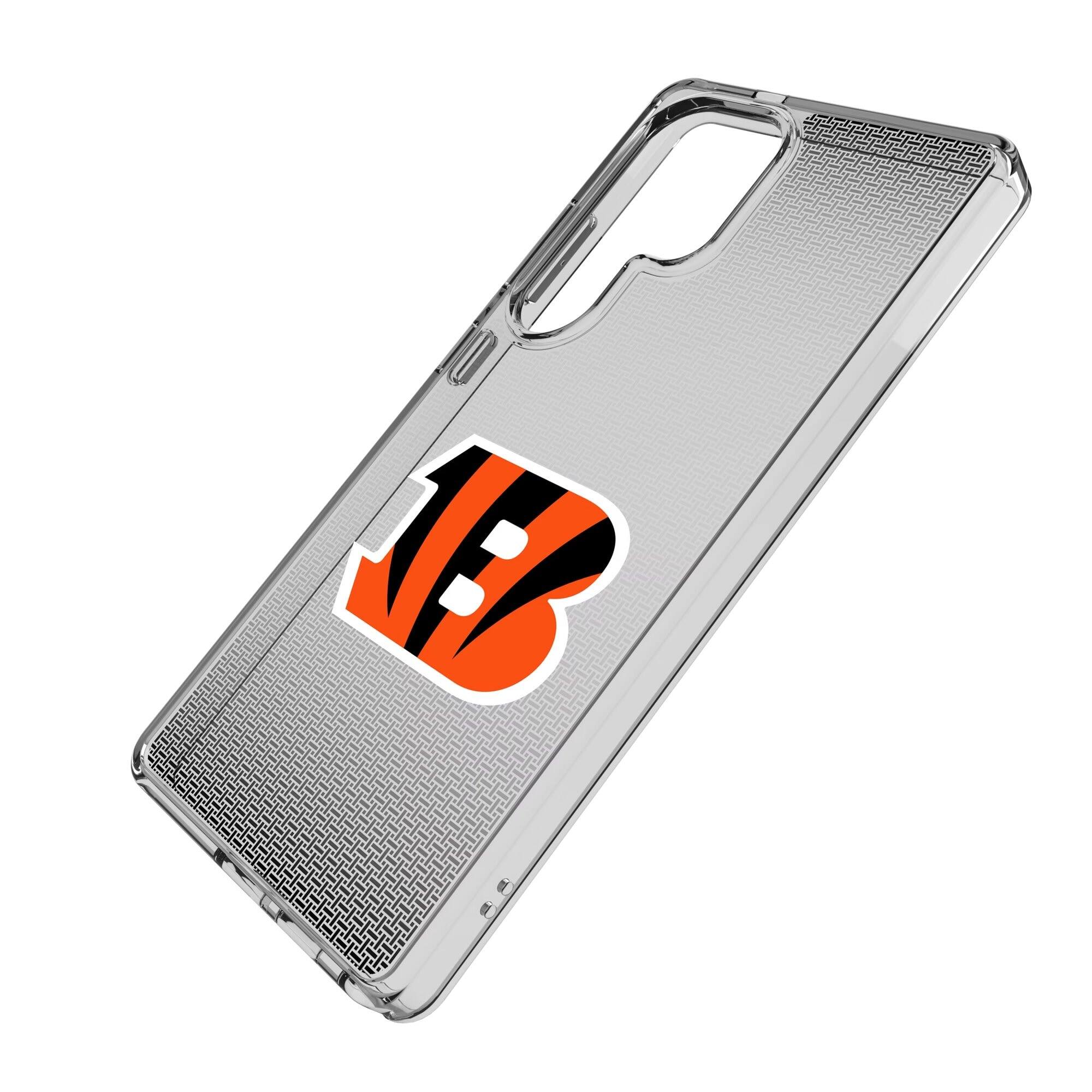 Alt View 1. Keyscaper - Cincinnati Bengals Linen Logo Galaxy Clear Case - S22 - Multicolor.