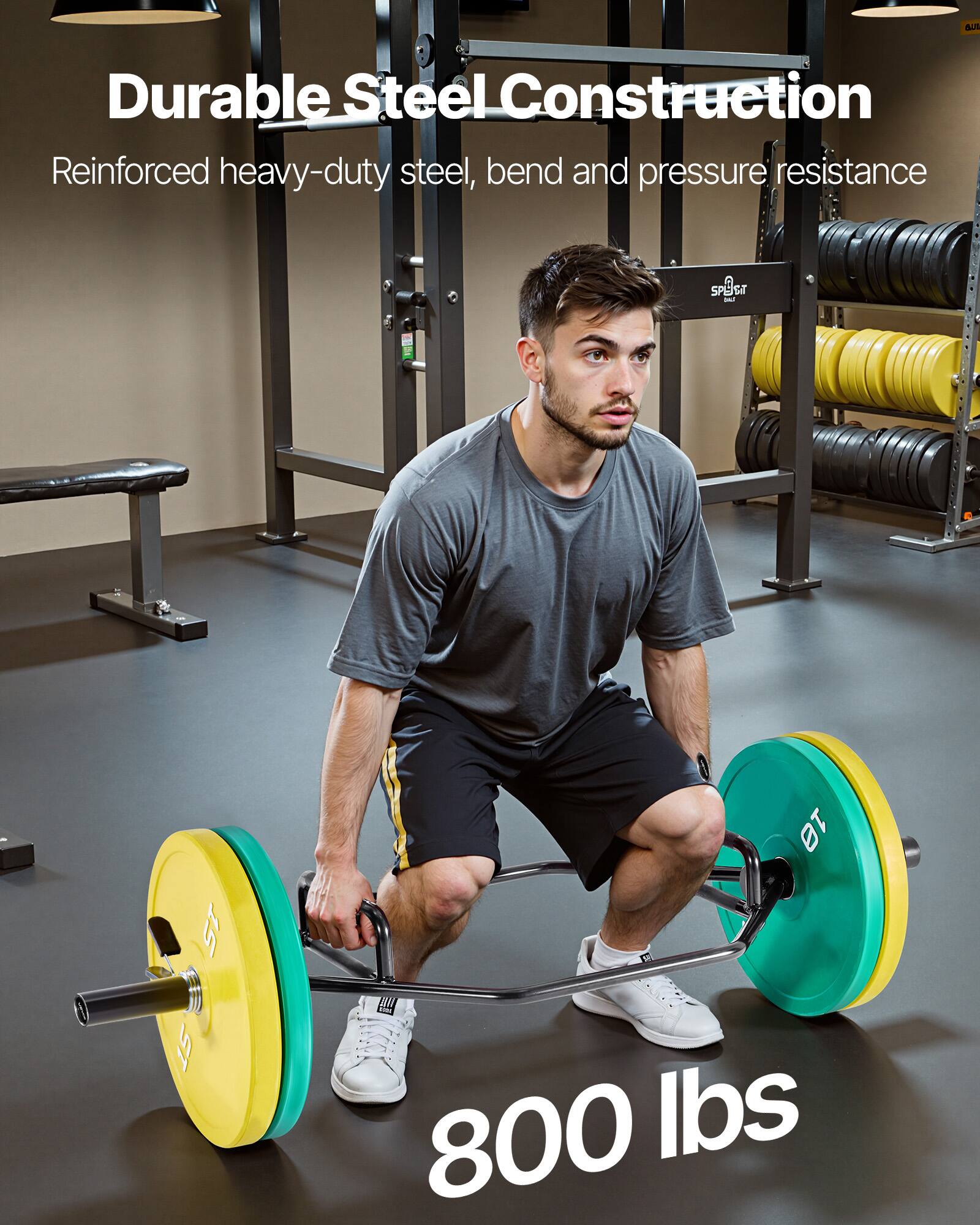 Durable Steel Construction  
Reinforced heavy-duty steel, bend and pressure resistance  
800 lbs