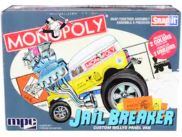 Skill 1 Snap Model Kit Custom Willys Panel Van Jail Breaker "Monopoly" 1/25 Scale Model by MPC - Multicolor