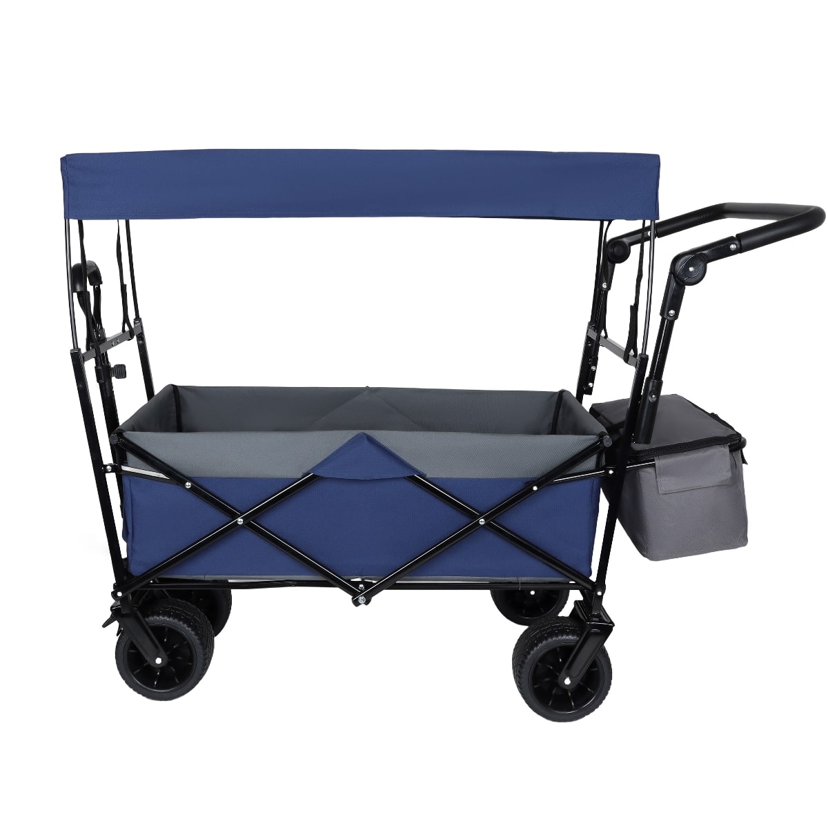 Loheer - Heavy Duty Collapsible Wagon with Canopy, 480 lb Capacity, 7-Inch All-Terrain Wheels, Dark Blue