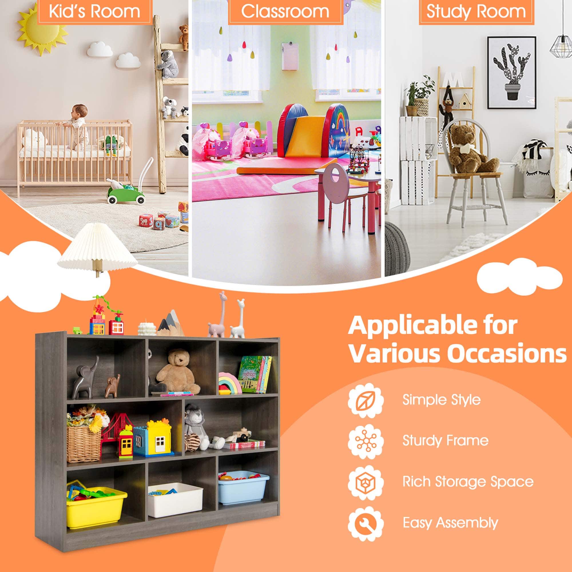 Kid's Room, Classroom, Study Room, Applicable for Various Occasions, Simple Style, Sturdy Frame, Rich Storage Space, Easy Assembly